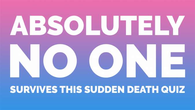 Banner for Sudden Death Quiz with a Mix of Questions.