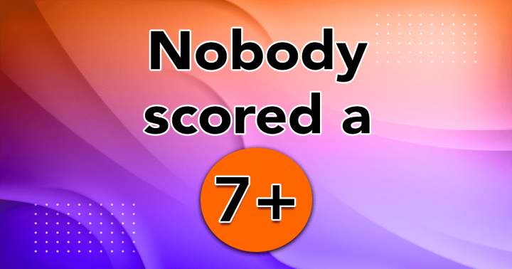 Banner for No one achieved a score higher than 7.