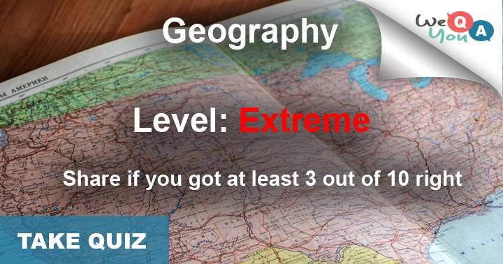 Banner for Very hard 10 question quiz about Geography